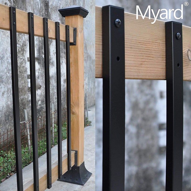 Myard 32-1/4 Inches Traditional Rectangular Iron Deck Balusters Furniture w/Screws for Wood Composite Facemount Railing Staircase Balustrade, Classic Geometric Styling (25-Pack, Matte Black) - Image 4
